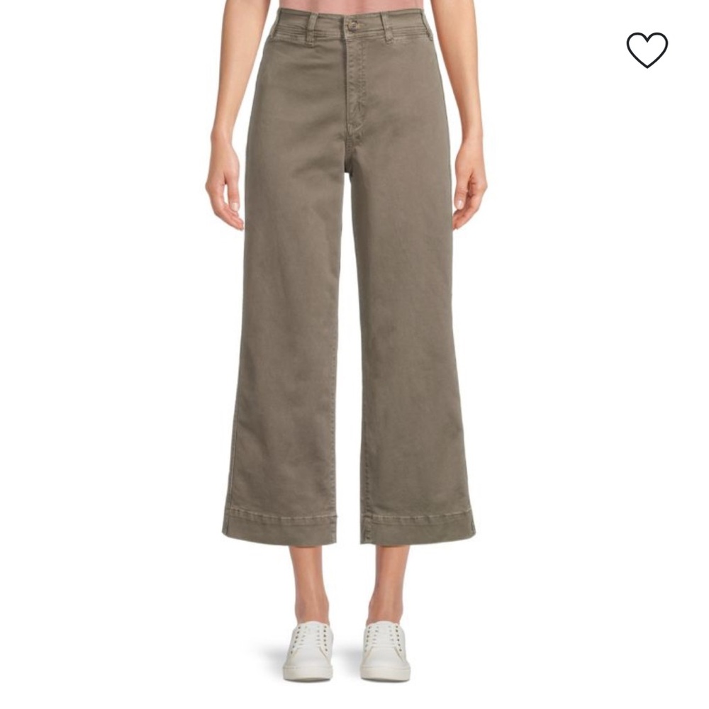 Marine Layer 14650 Bridget Wide Leg Crop Pants in Olive Green Sz 2